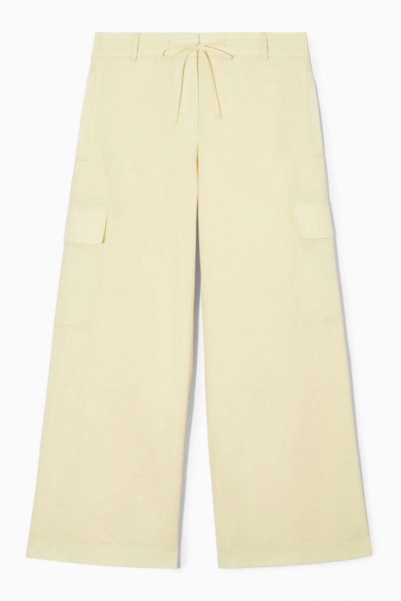 Pantaloni Dama COS Largi-leg Lână Cargo Galbeni Deschis | NRPKU-6971