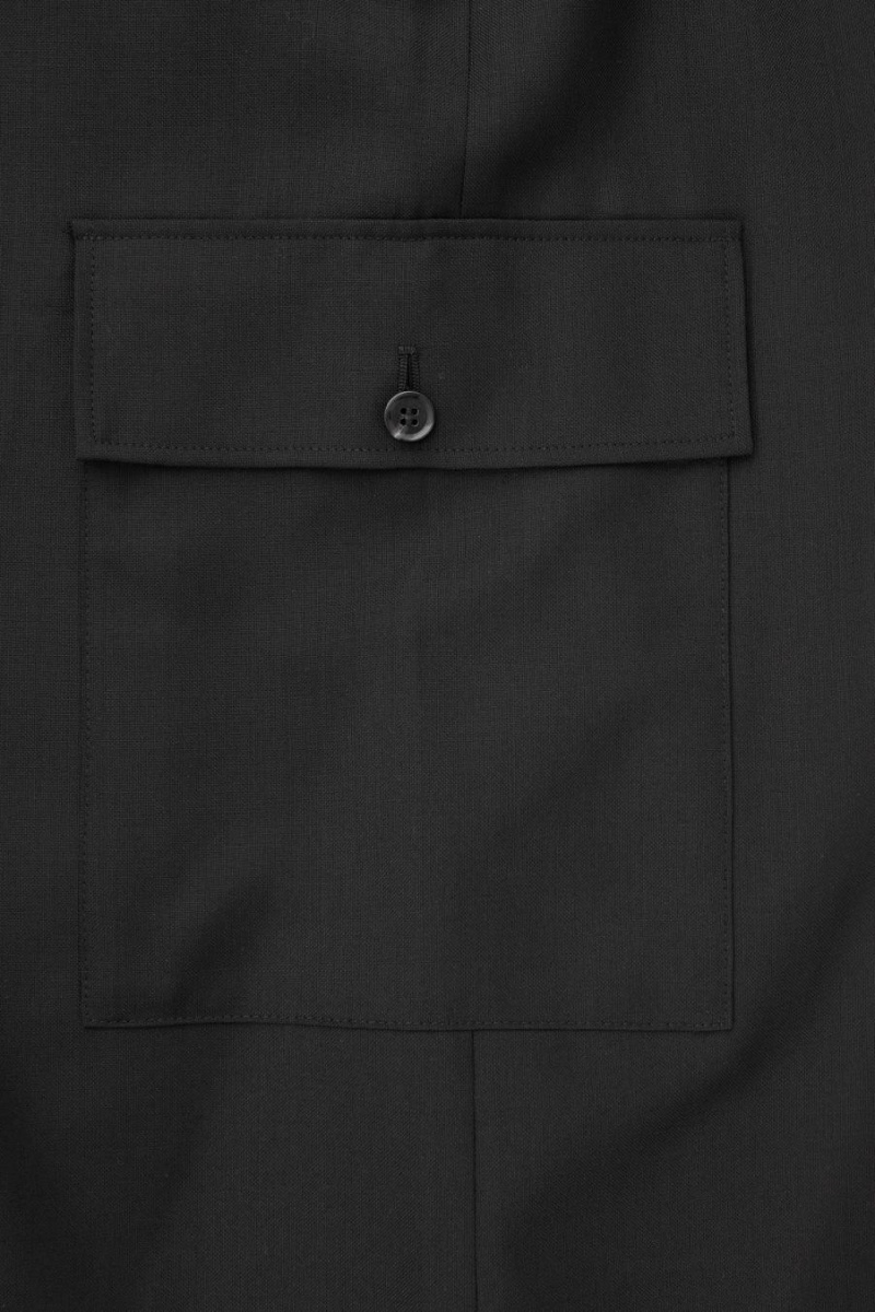Pantaloni Dama COS Largi-leg Lână Cargo Negrii | LYRXQ-5132
