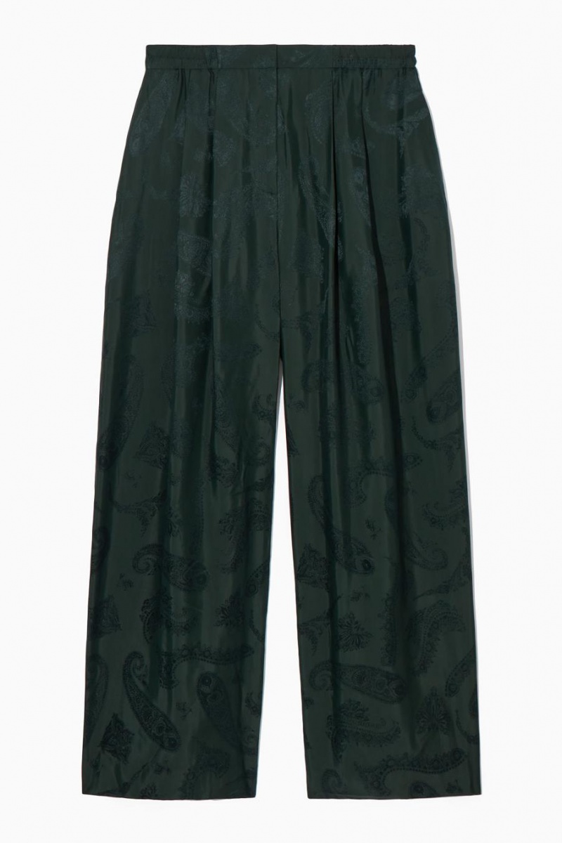 Pantaloni Dama COS Largi-leg Paisley-jacquard Verzi Inchis | VCTGR-8704