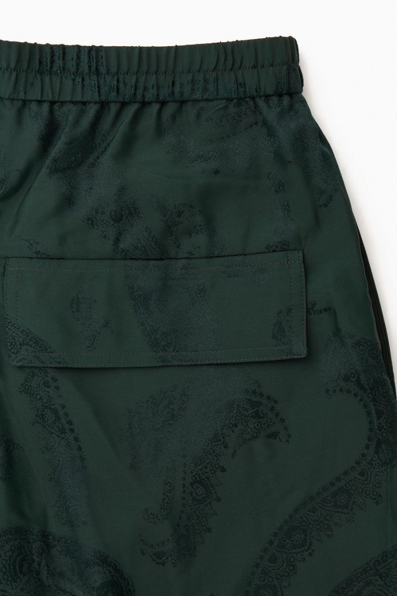 Pantaloni Dama COS Largi-leg Paisley-jacquard Verzi Inchis | VCTGR-8704