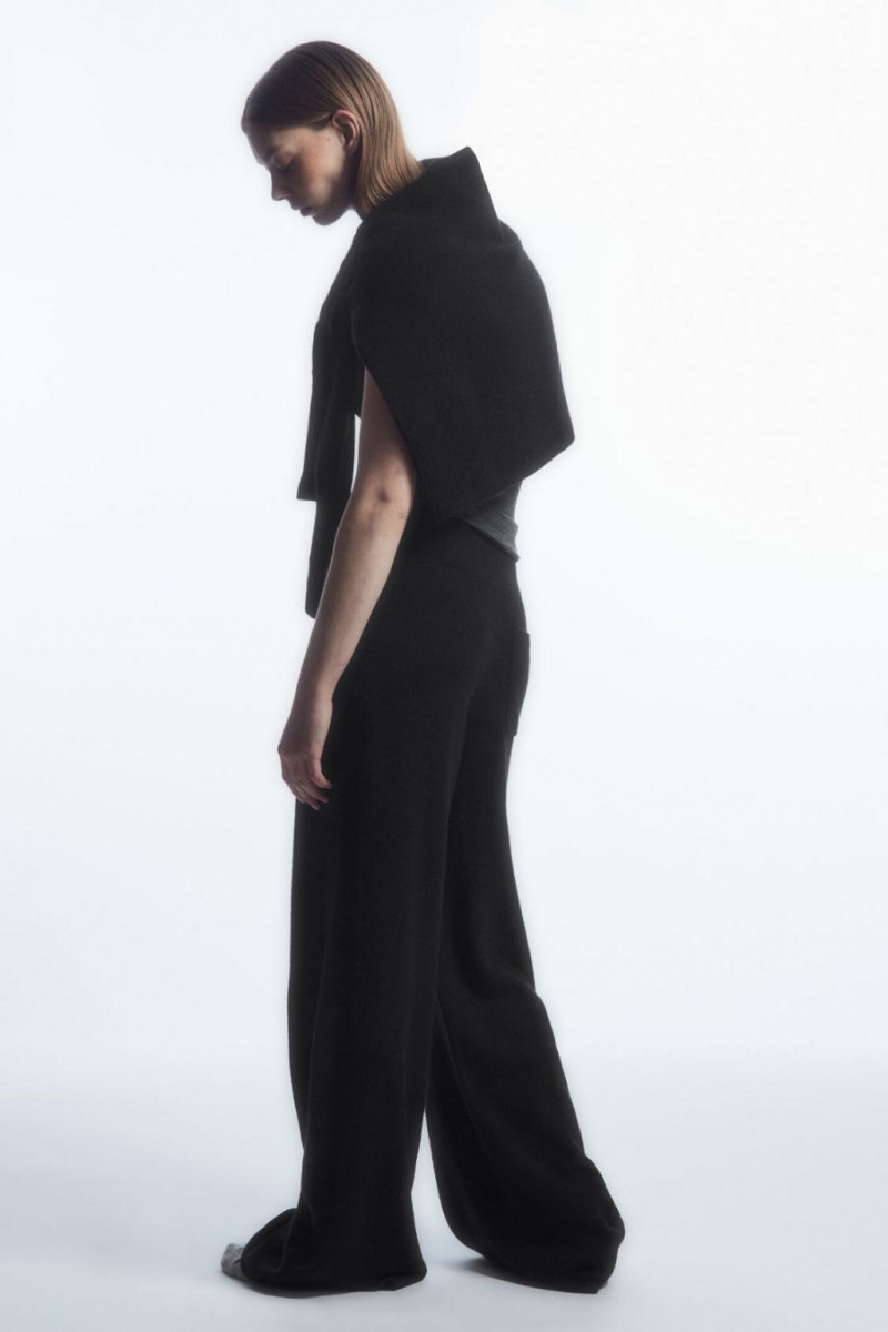 Pantaloni Dama COS Largi-leg Pure Cashmere Negrii | XWMIU-6921