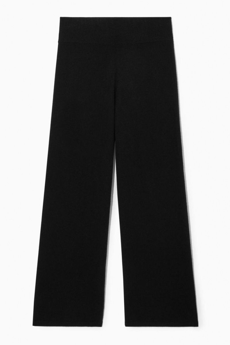 Pantaloni Dama COS Largi-leg Pure Cashmere Negrii | XWMIU-6921