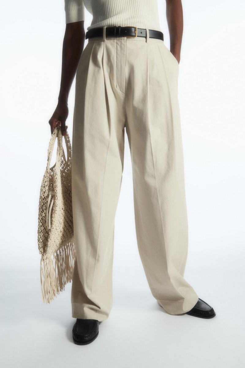 Pantaloni Dama COS Largi-leg Tailored Bej | VUPNC-2907