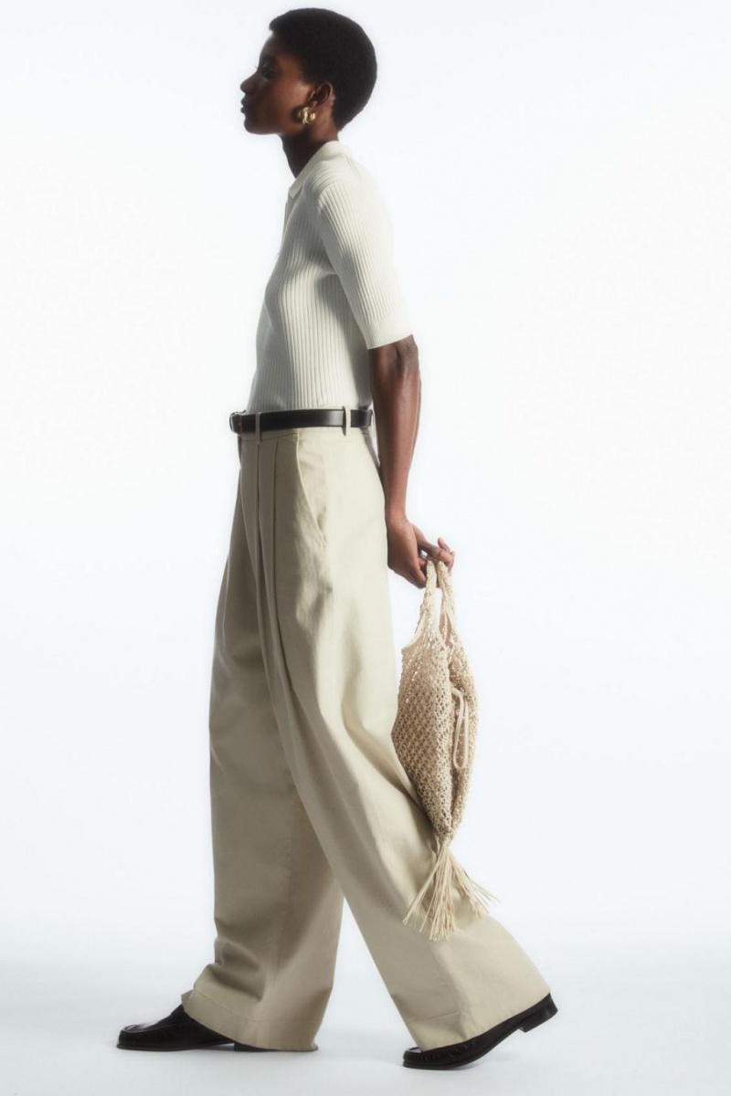 Pantaloni Dama COS Largi-leg Tailored Bej | VUPNC-2907