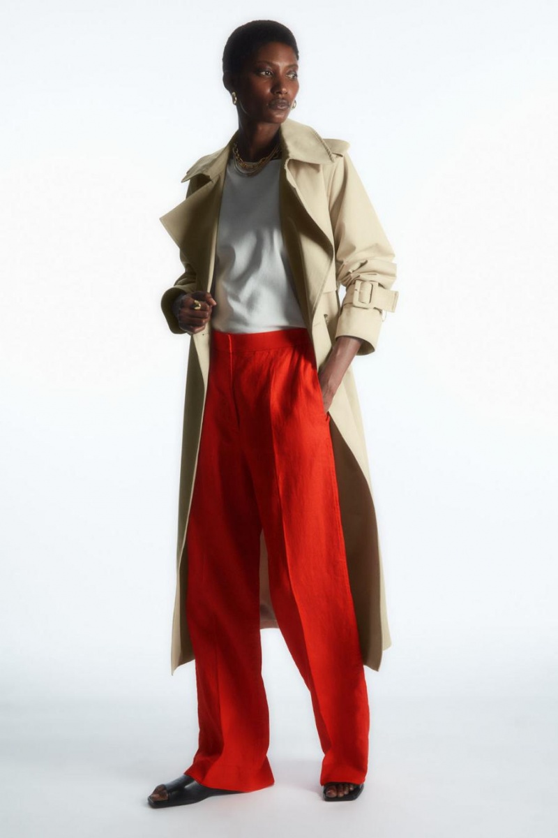 Pantaloni Dama COS Largi-leg Tailored Linen Portocalii Deschis | JHDSL-6893