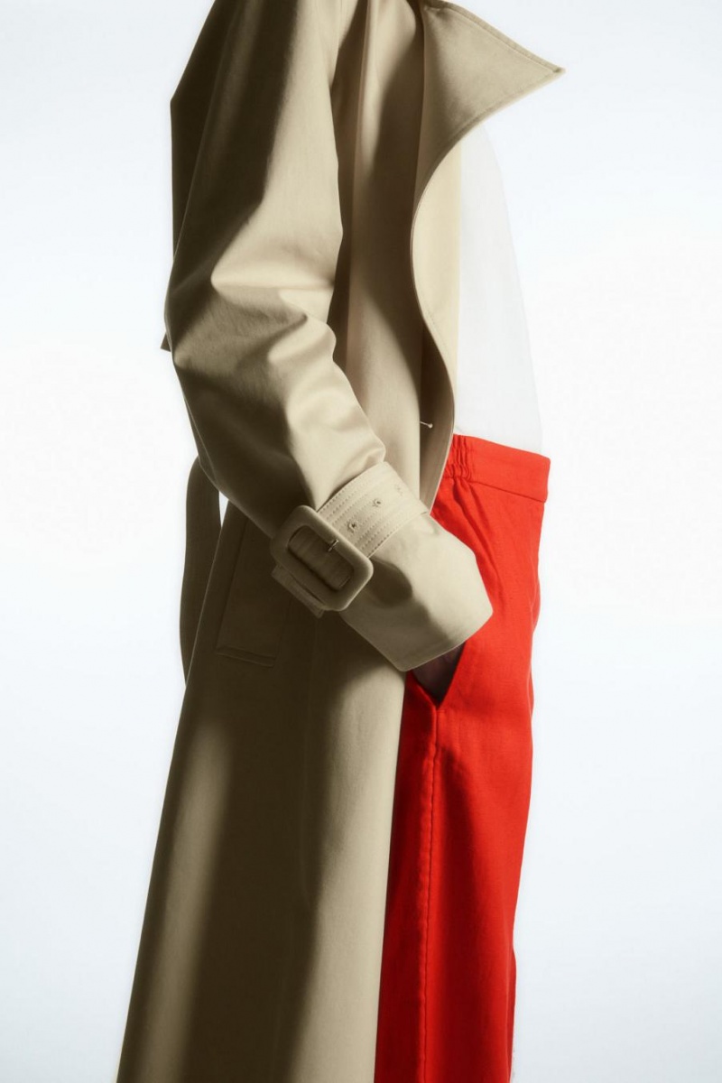 Pantaloni Dama COS Largi-leg Tailored Linen Portocalii Deschis | JHDSL-6893