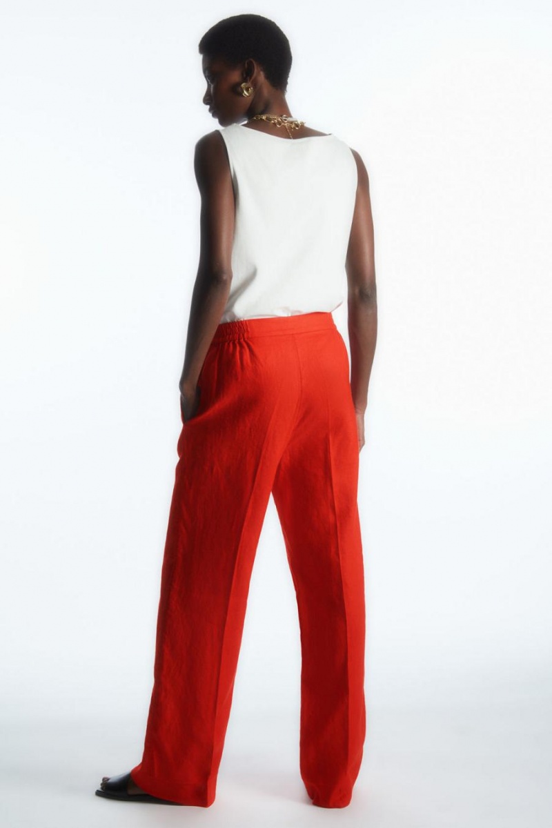Pantaloni Dama COS Largi-leg Tailored Linen Portocalii Deschis | JHDSL-6893