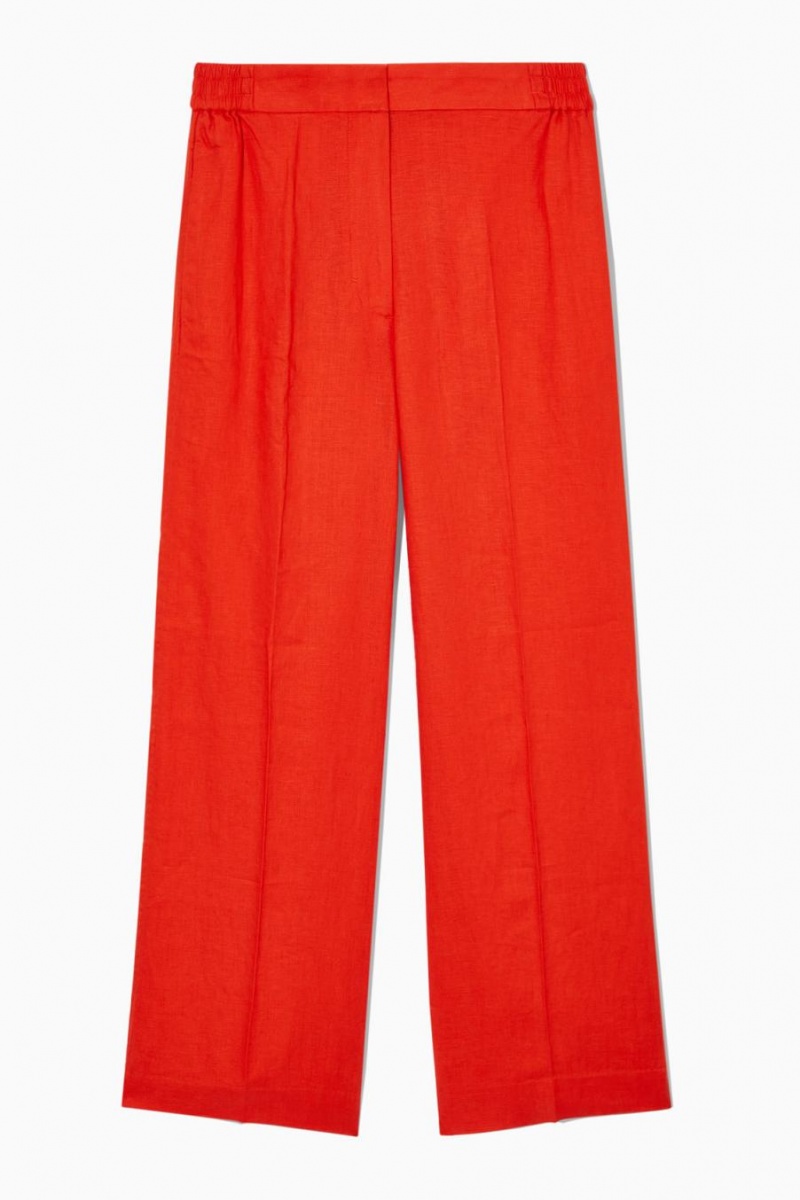 Pantaloni Dama COS Largi-leg Tailored Linen Portocalii Deschis | JHDSL-6893