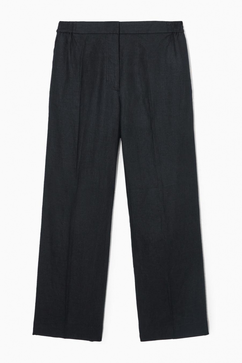 Pantaloni Dama COS Largi-leg Tailored Linen Bleumarin | DKSXB-0723