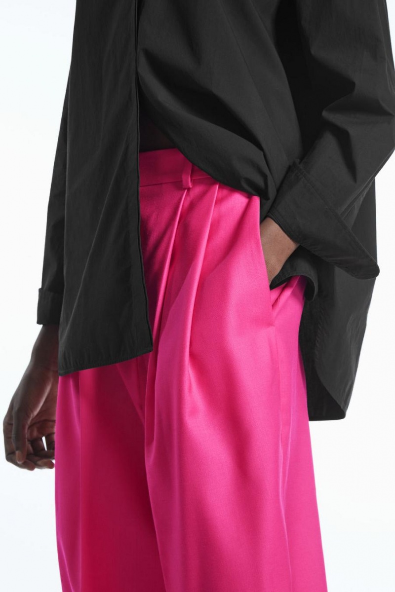 Pantaloni Dama COS Largi-leg Tailored Lână Roz Deschis | AILMU-9317