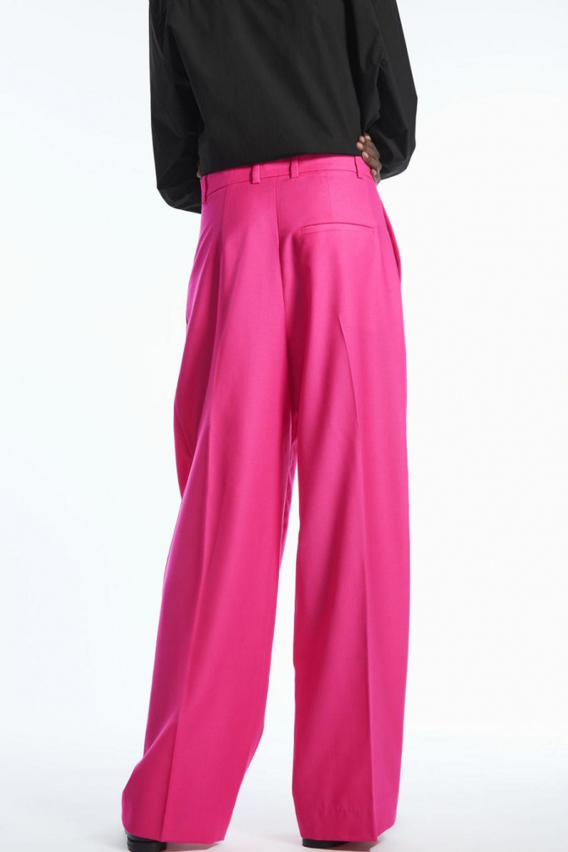 Pantaloni Dama COS Largi-leg Tailored Lână Roz Deschis | AILMU-9317