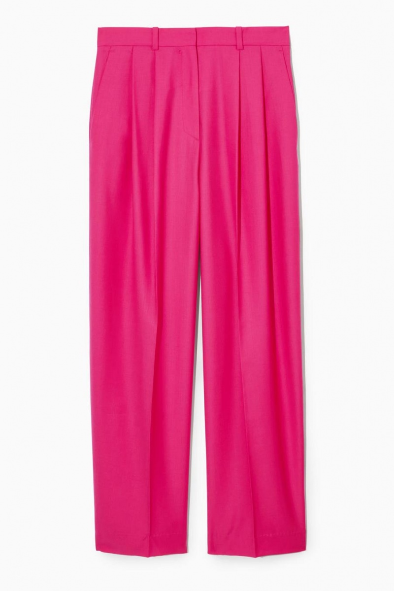 Pantaloni Dama COS Largi-leg Tailored Lână Roz Deschis | AILMU-9317