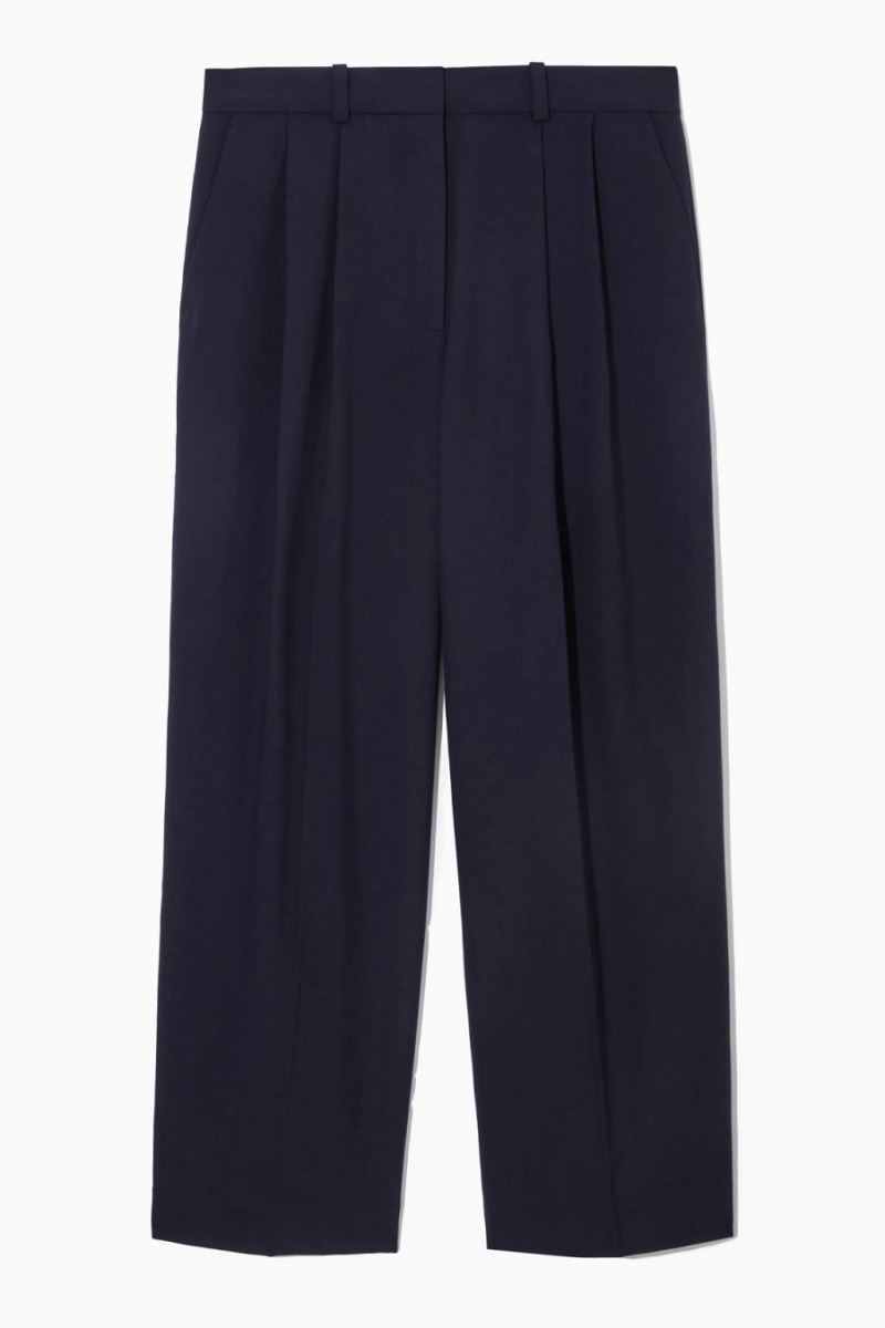 Pantaloni Dama COS Largi-leg Tailored Lână Bleumarin | XPYVQ-3560