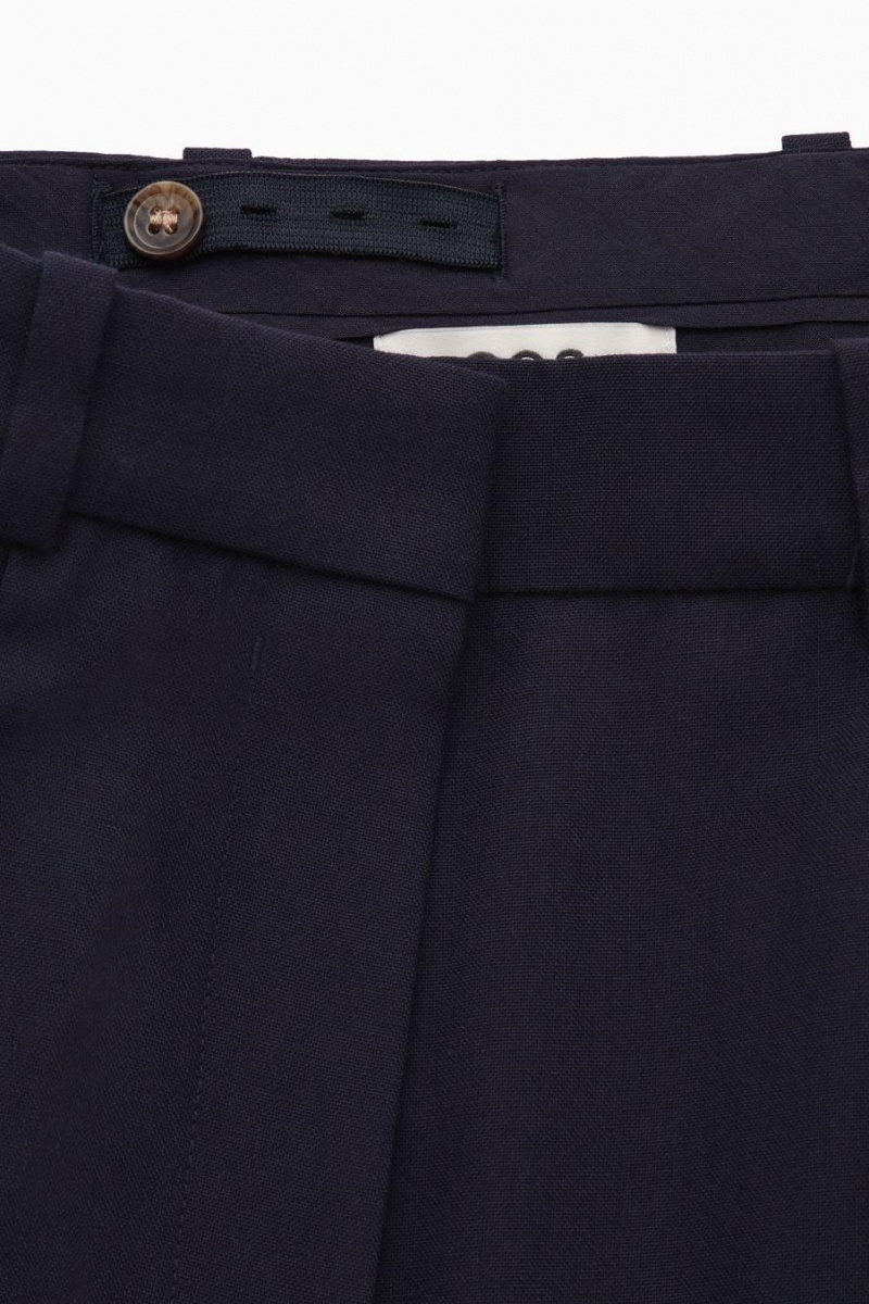 Pantaloni Dama COS Largi-leg Tailored Lână Bleumarin | XPYVQ-3560