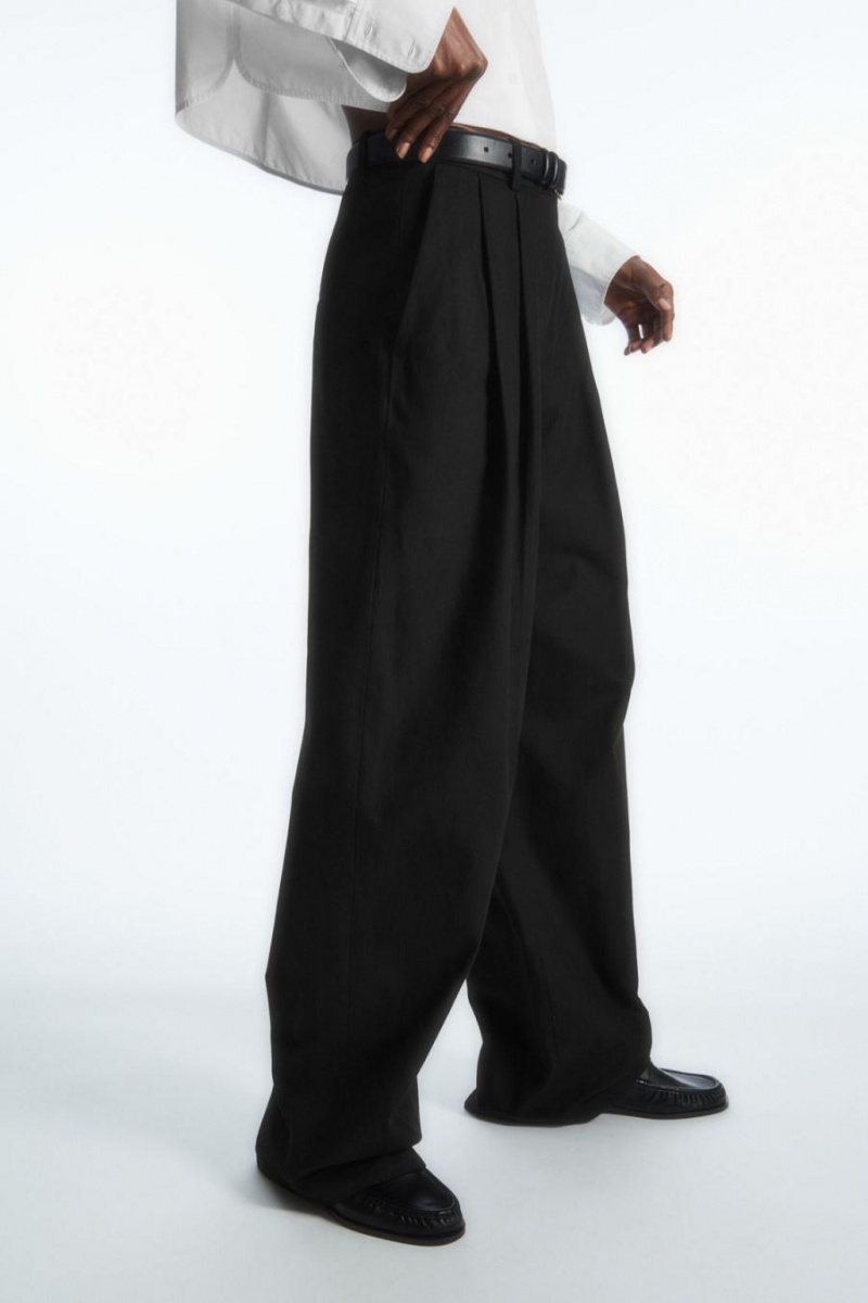 Pantaloni Dama COS Largi-leg Tailored Negrii | FCESZ-1504