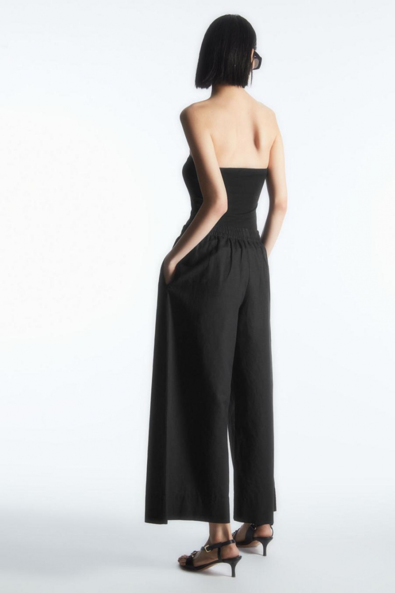 Pantaloni Dama COS Linen-blend Culottes Negrii | FYKVB-5910