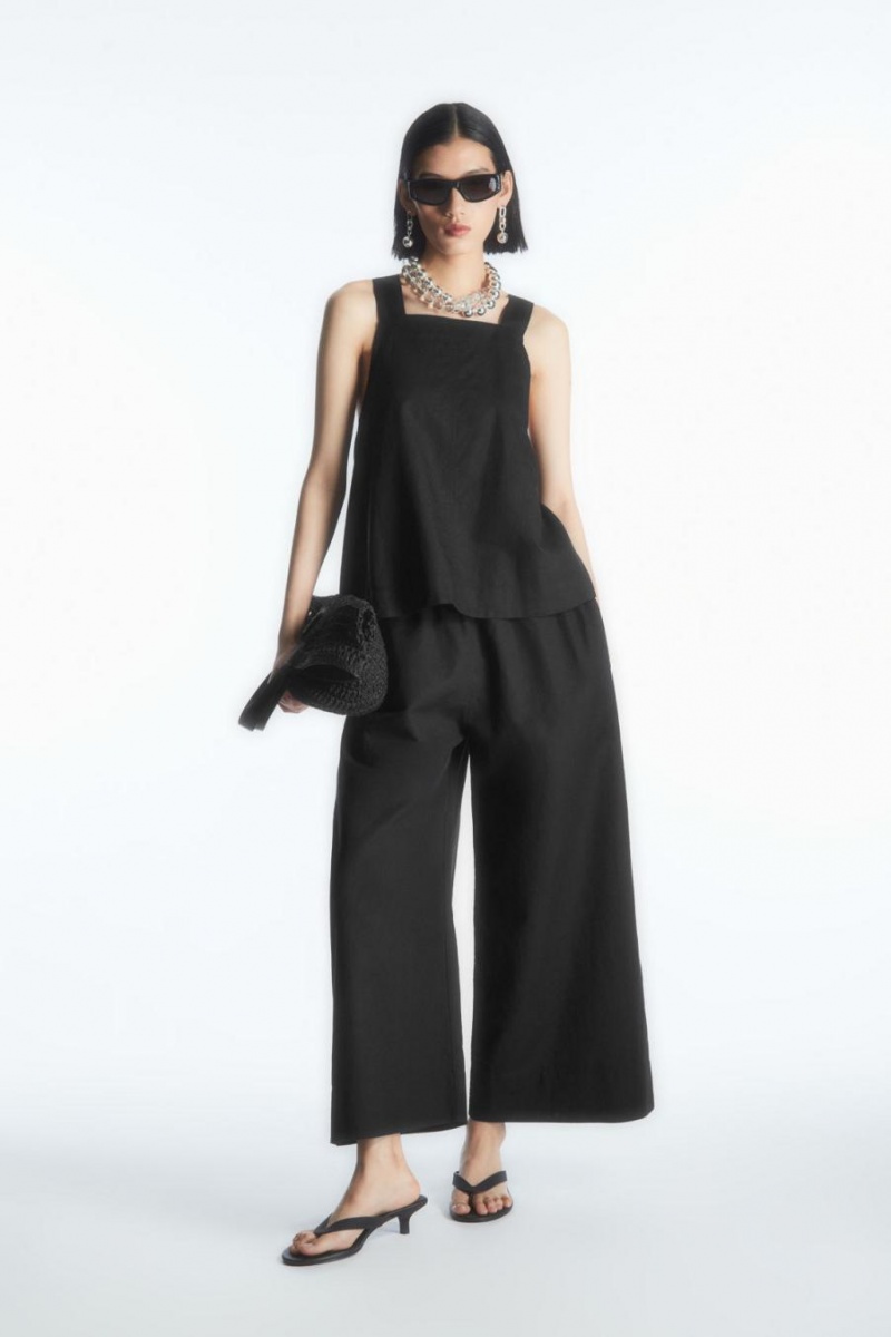 Pantaloni Dama COS Linen-blend Culottes Negrii | FYKVB-5910