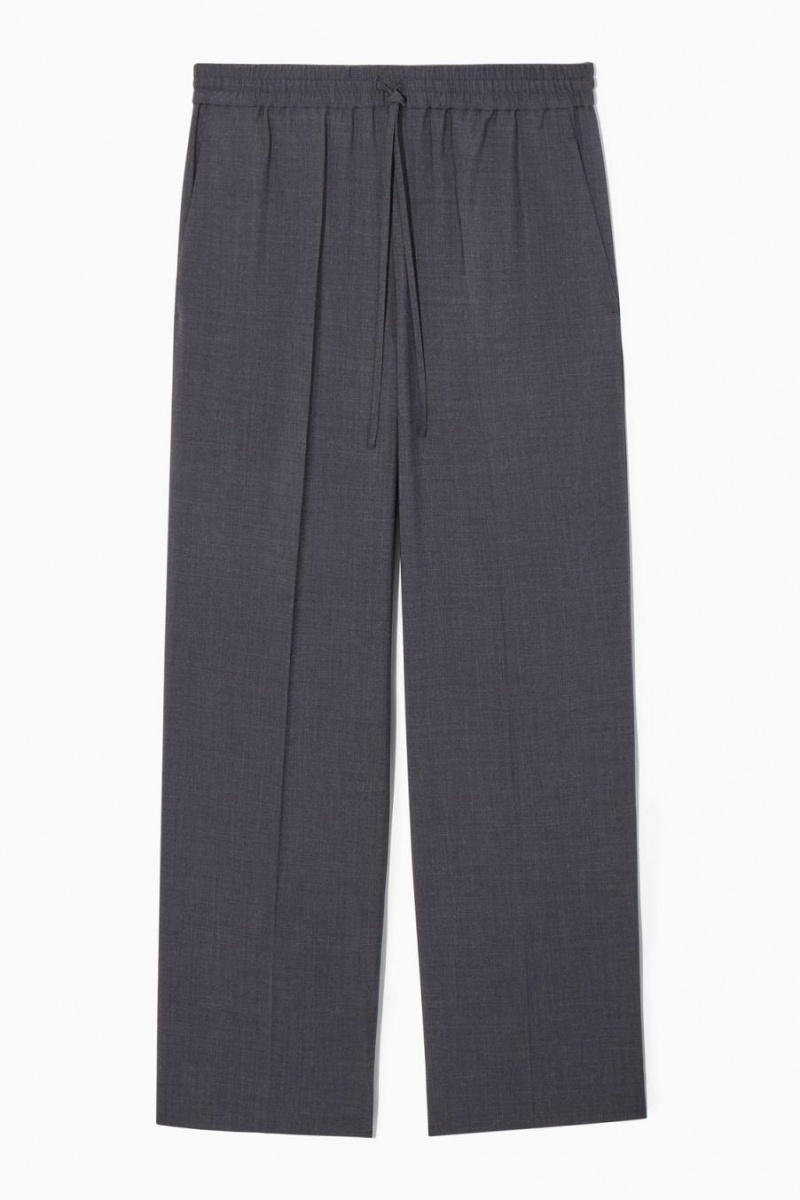 Pantaloni Dama COS Lână Drawstring Bleumarin | ABIXT-4572