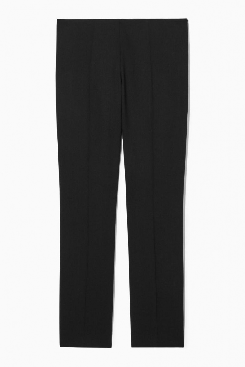 Pantaloni Dama COS Low-rise Bootcut Lână-crepe Negrii | NUYQB-9023