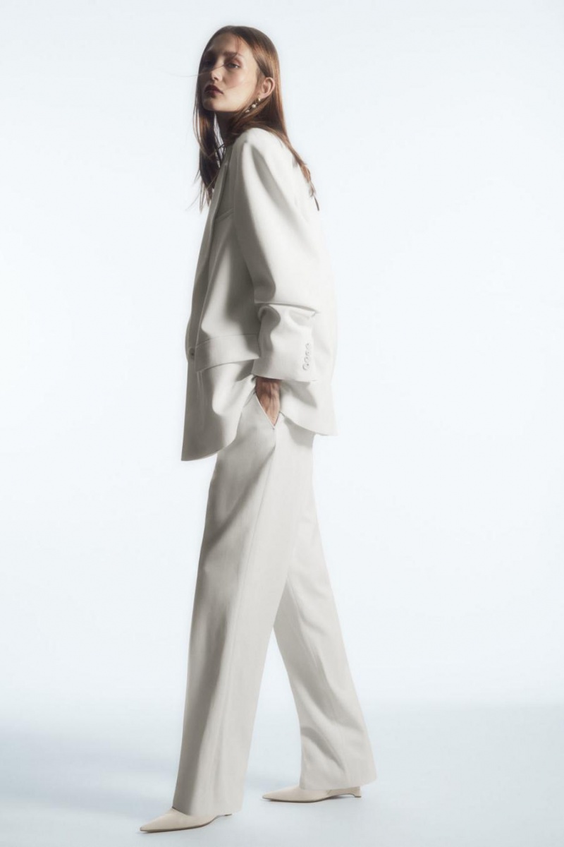 Pantaloni Dama COS Low-rise Drept-leg Crepe Albi | KVYWR-1405