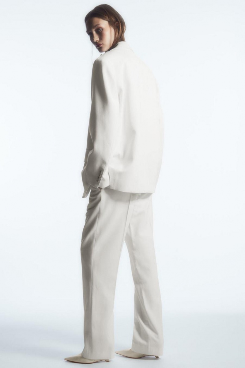 Pantaloni Dama COS Low-rise Drept-leg Crepe Albi | KVYWR-1405