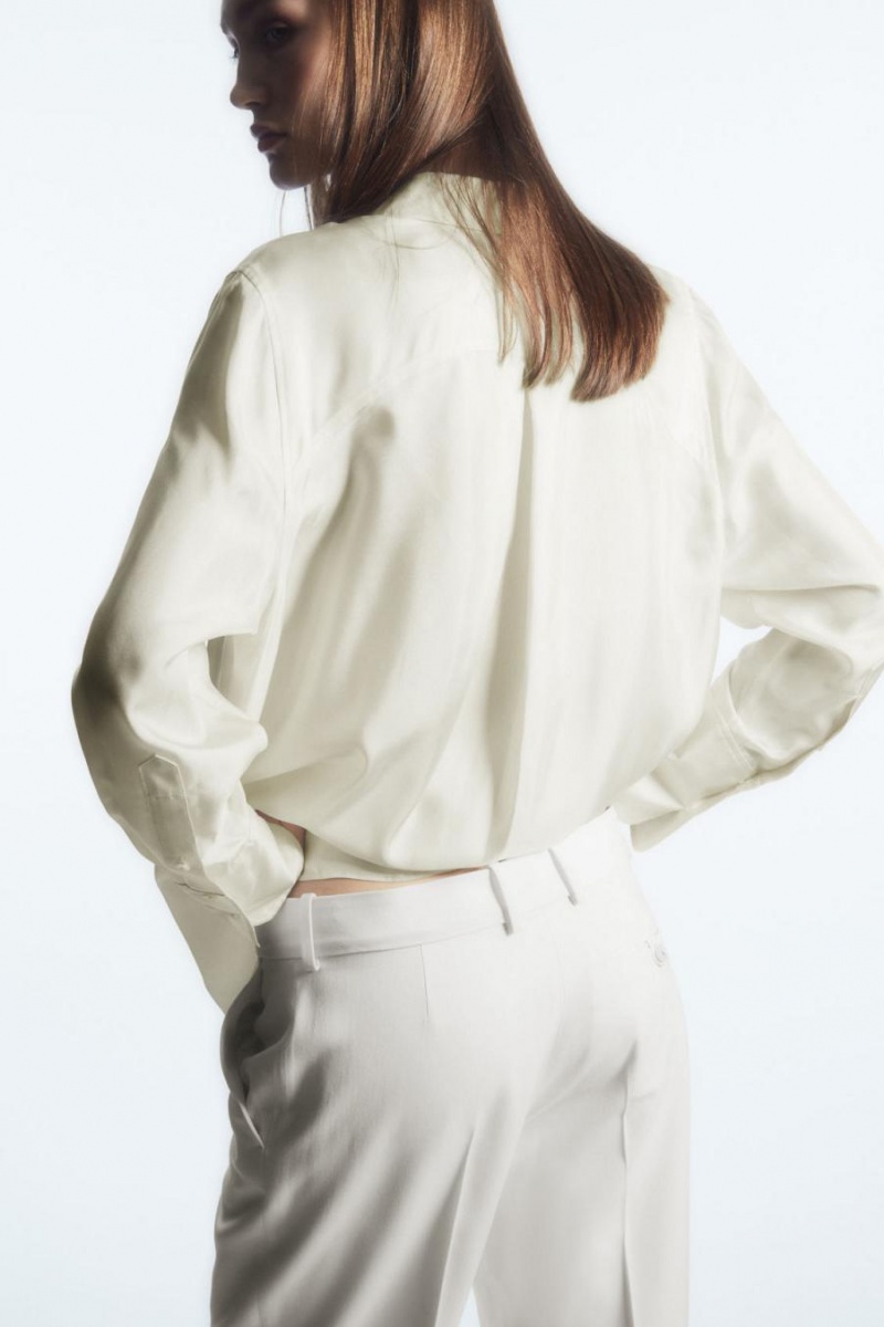 Pantaloni Dama COS Low-rise Drept-leg Crepe Albi | KVYWR-1405