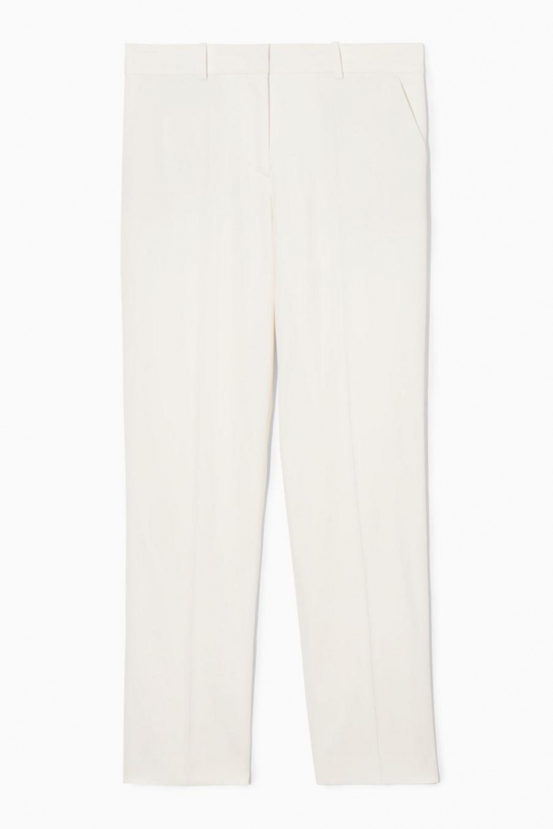 Pantaloni Dama COS Low-rise Drept-leg Crepe Albi | KVYWR-1405