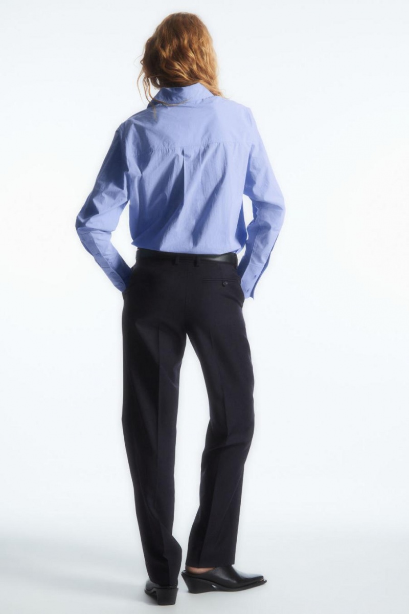 Pantaloni Dama COS Low-rise Tailored Lână Bleumarin | UVIEM-7906