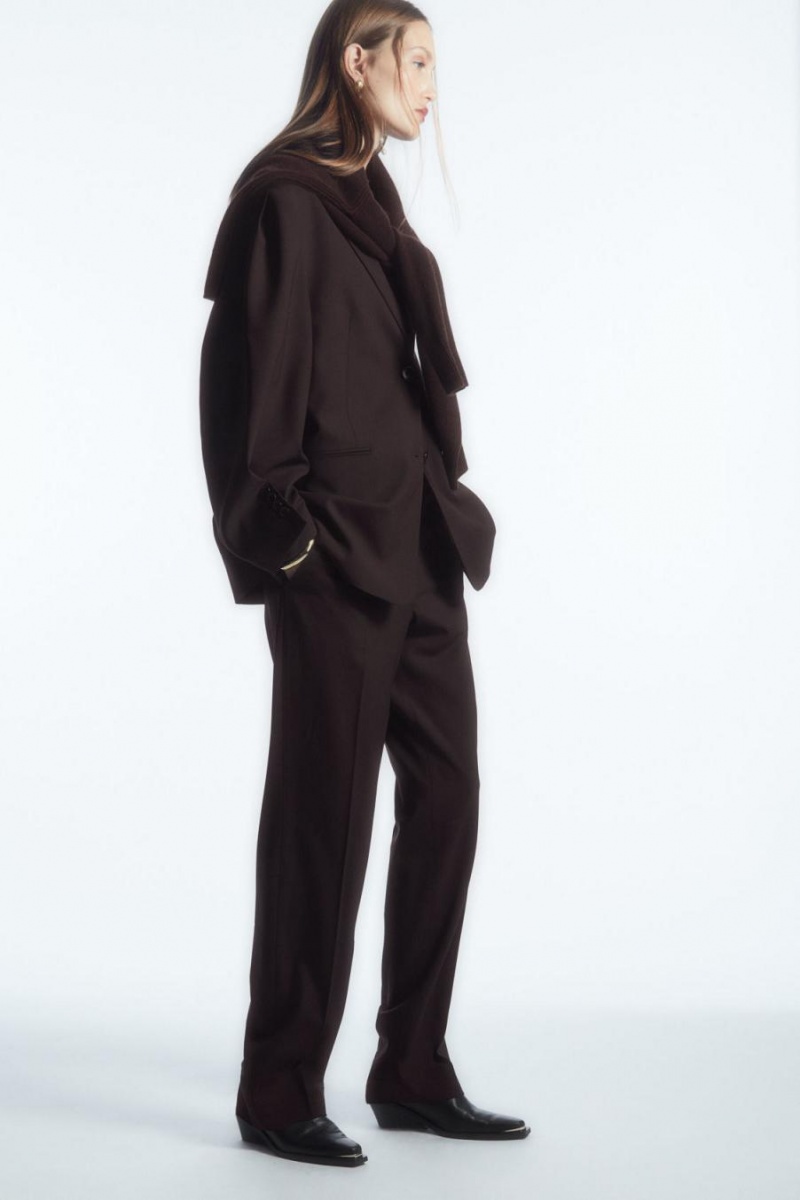 Pantaloni Dama COS Low-rise Tailored Lână Maro Inchis | SQEAF-0675