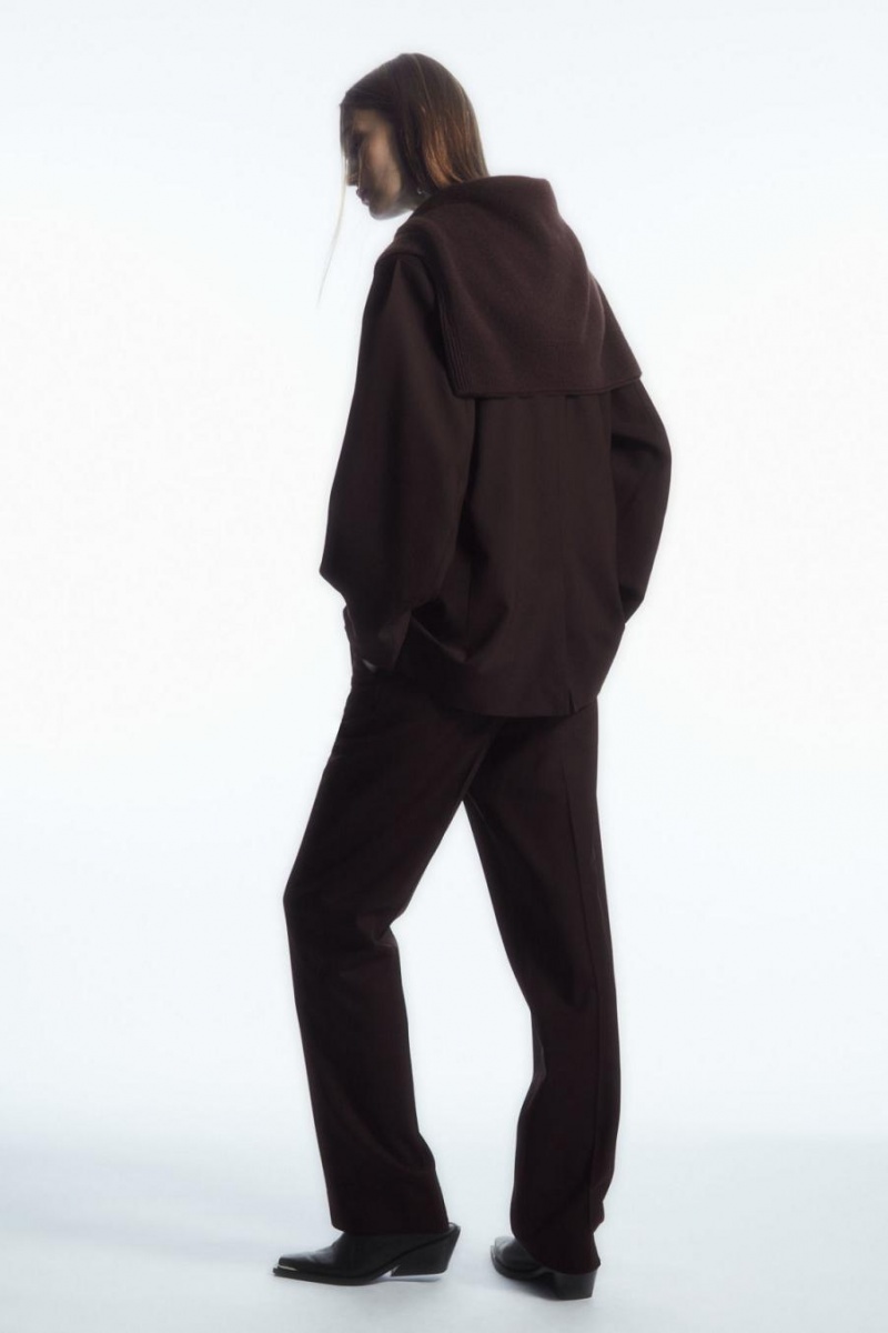Pantaloni Dama COS Low-rise Tailored Lână Maro Inchis | SQEAF-0675