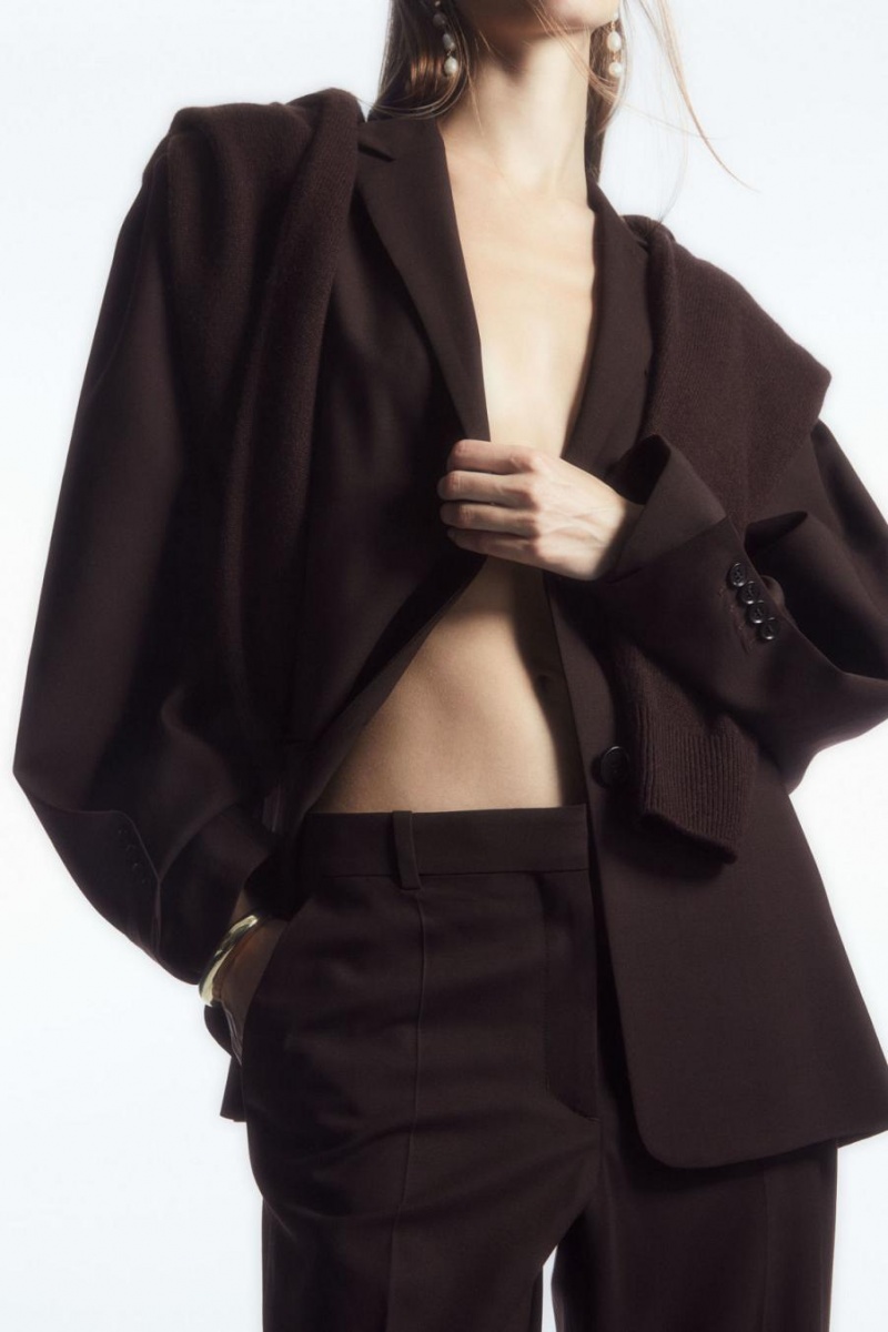Pantaloni Dama COS Low-rise Tailored Lână Maro Inchis | SQEAF-0675