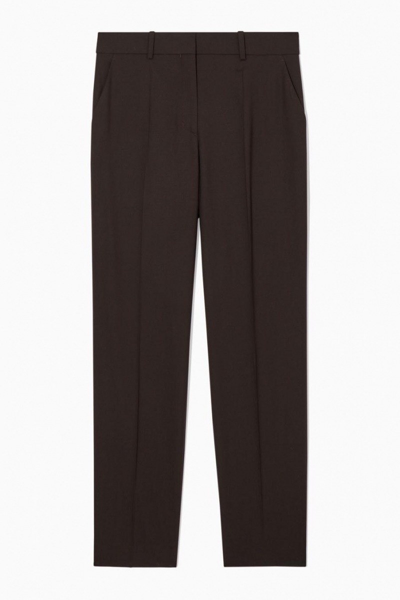 Pantaloni Dama COS Low-rise Tailored Lână Maro Inchis | SQEAF-0675