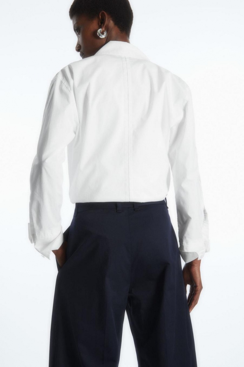 Pantaloni Dama COS Plisat Barrel-leg Bleumarin | ZSEXY-3521