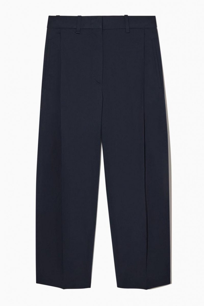 Pantaloni Dama COS Plisat Barrel-leg Bleumarin | ZSEXY-3521
