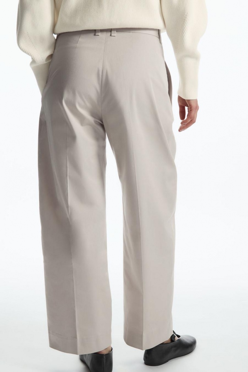 Pantaloni Dama COS Plisat Barrel-leg Gri | ERVKU-1749