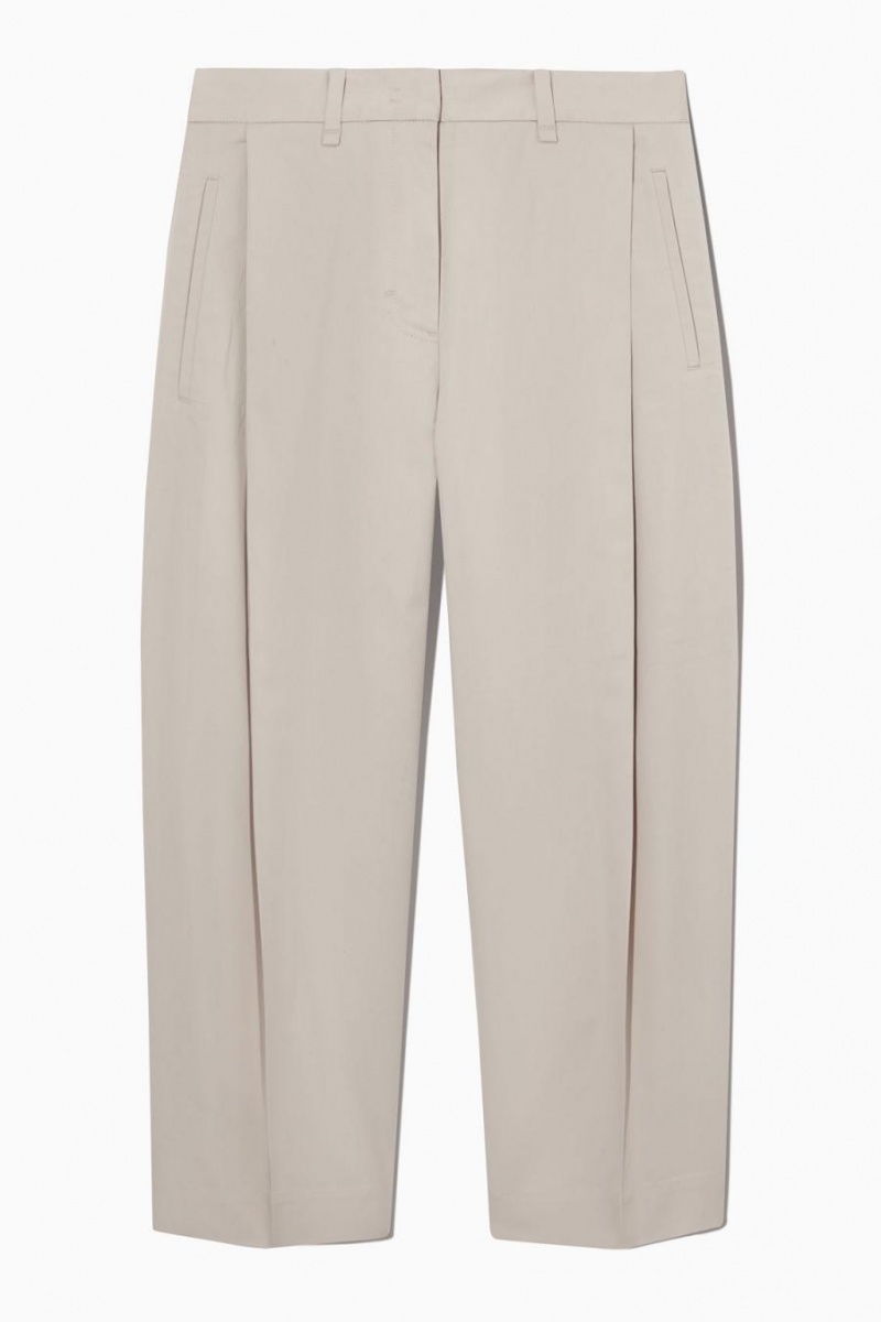Pantaloni Dama COS Plisat Barrel-leg Gri | ERVKU-1749