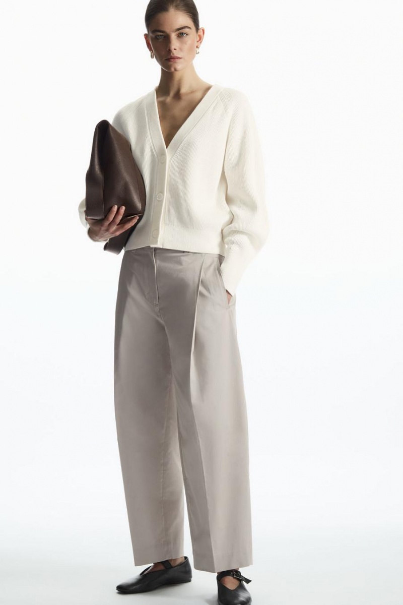 Pantaloni Dama COS Plisat Barrel-leg Gri | ERVKU-1749