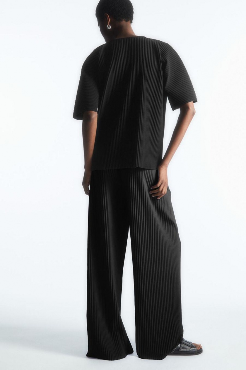 Pantaloni Dama COS Plisat Elasticated Negrii | EUOKJ-8475