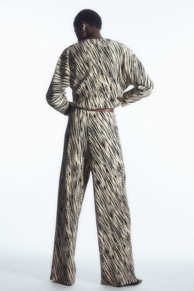 Pantaloni Dama COS Plisat Largi-leg Bej | GQADO-2781