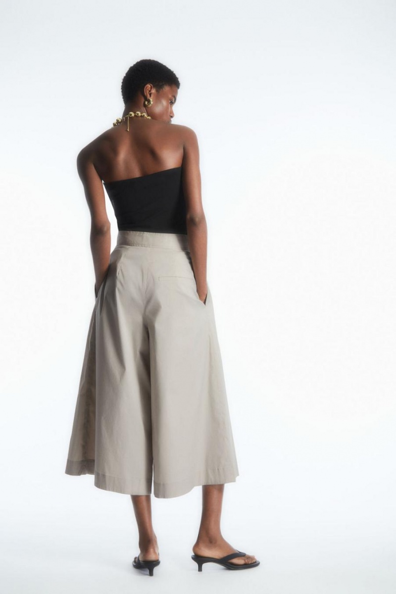 Pantaloni Dama COS Plisat Tailored Culottes Gri | DXULF-7349