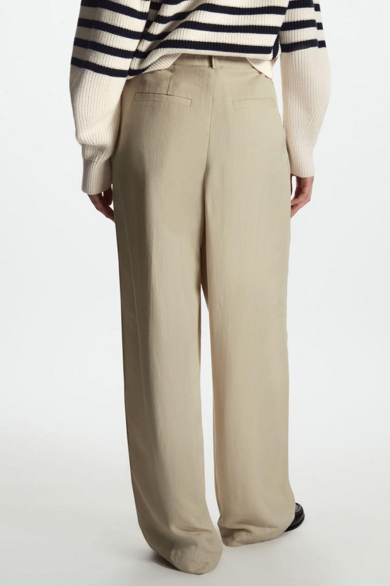 Pantaloni Dama COS Relaxed-fit Tailored Bej Deschis | RGJLZ-6459