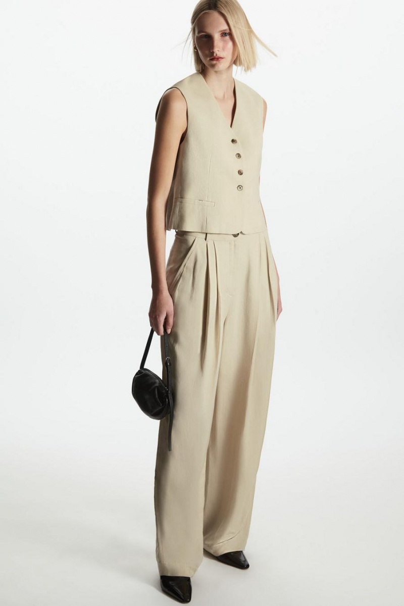 Pantaloni Dama COS Relaxed-fit Tailored Bej Deschis | RGJLZ-6459