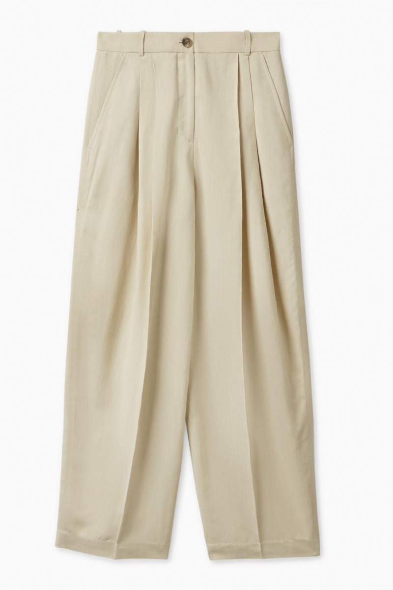 Pantaloni Dama COS Relaxed-fit Tailored Bej Deschis | RGJLZ-6459