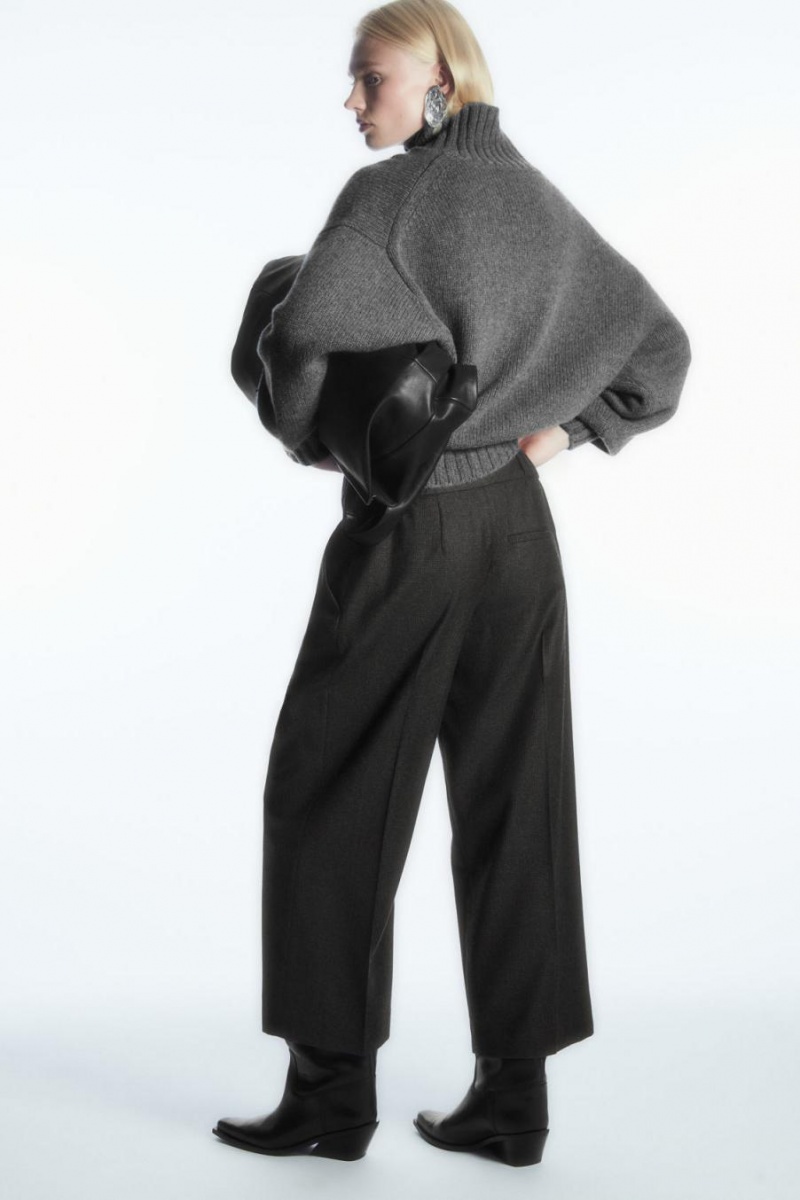 Pantaloni Dama COS Tailored Lână-flannel Culottes Gri Inchis | KGEZD-2481