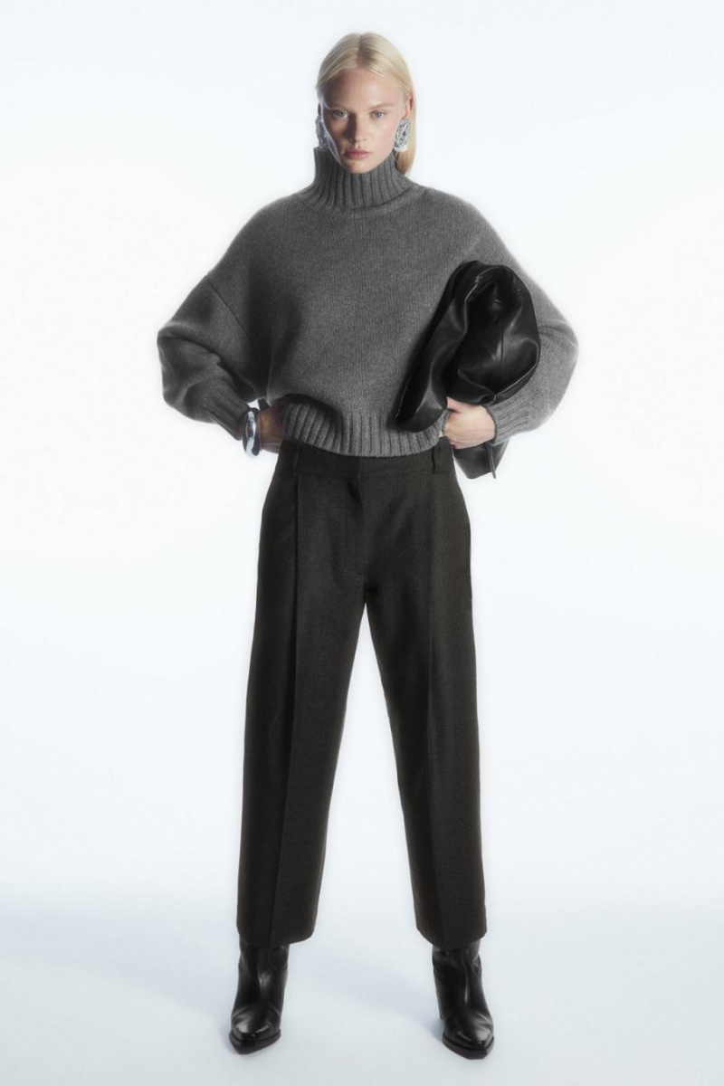 Pantaloni Dama COS Tailored Lână-flannel Culottes Gri Inchis | KGEZD-2481