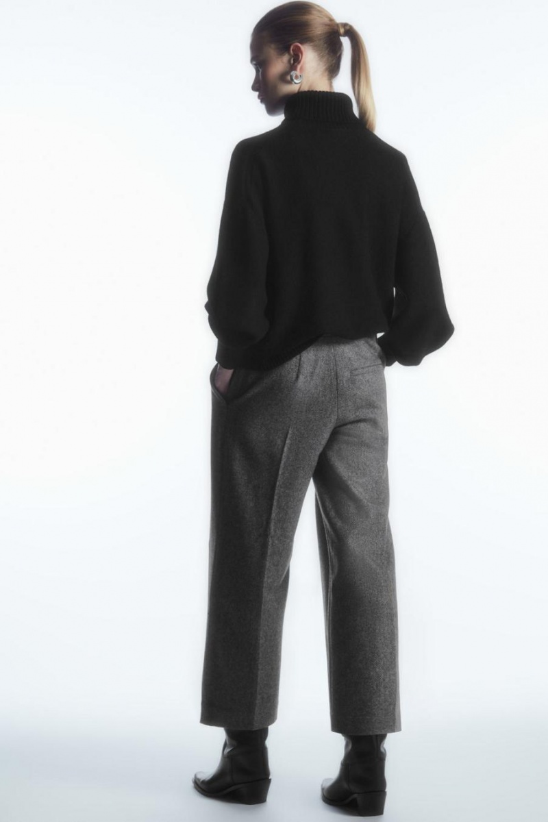 Pantaloni Dama COS Tailored Lână-flannel Culottes Albi Negrii | WPFRN-8230