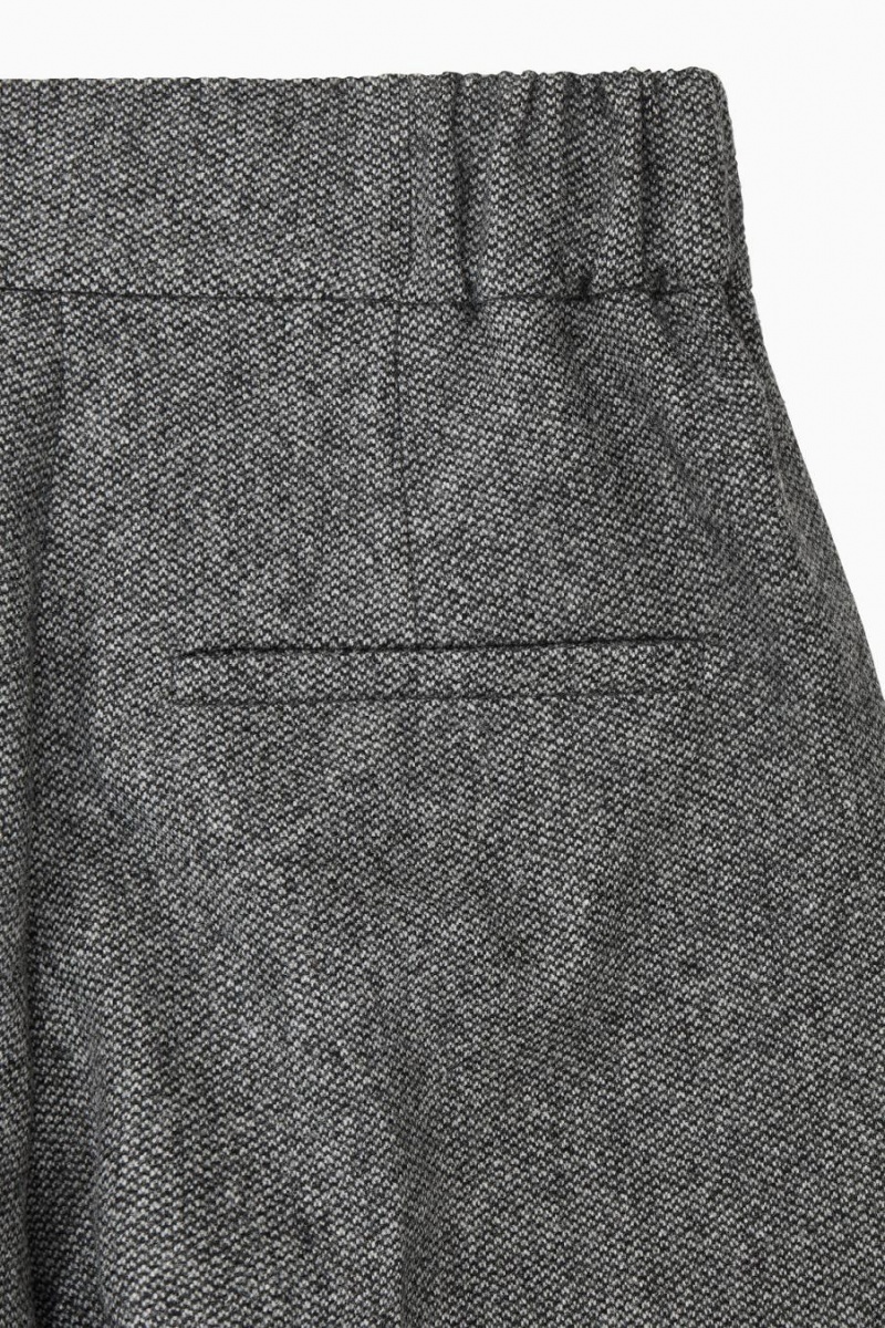 Pantaloni Dama COS Tailored Lână-flannel Culottes Albi Negrii | WPFRN-8230