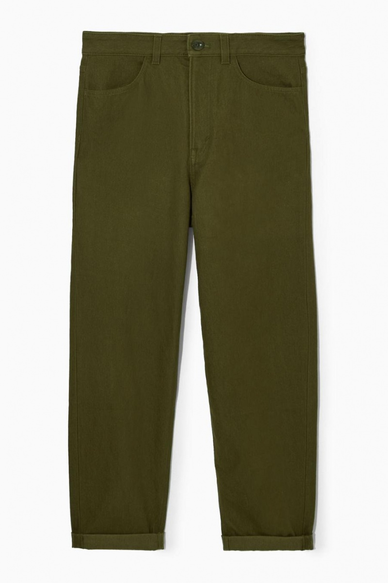 Pantaloni Dama COS Tapered-leg High-rise Chinos Kaki | HQFLU-2376