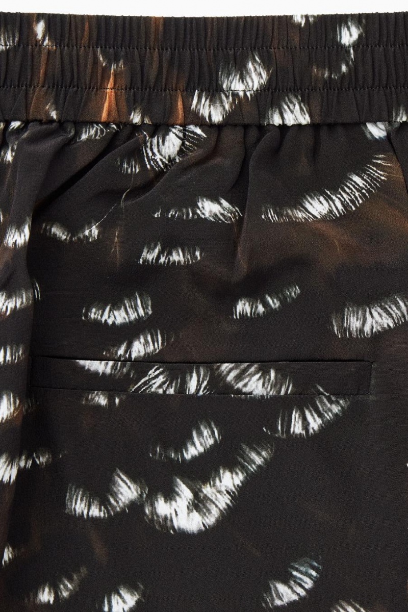 Pantaloni Dama COS The Feather-print Silk Negrii | EVNHO-7403