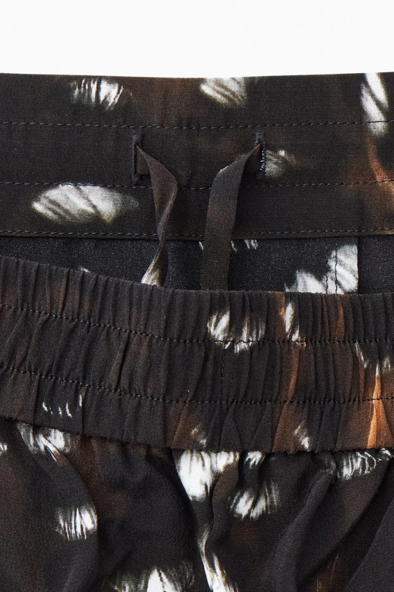 Pantaloni Dama COS The Feather-print Silk Negrii | EVNHO-7403